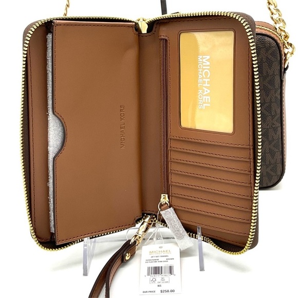 Michael Kors Large EW Crossbody Bag & JST LG Flat MF Phone Case Wallet Brown - Picture 11 of 12